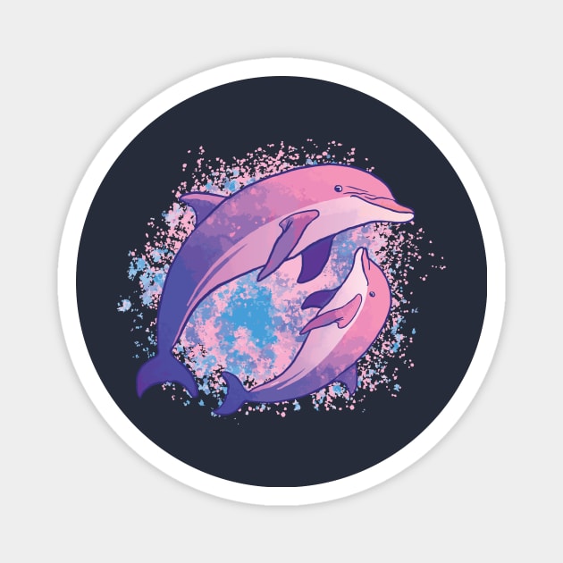 Watercolor cute dolphins design Magnet by Anonic